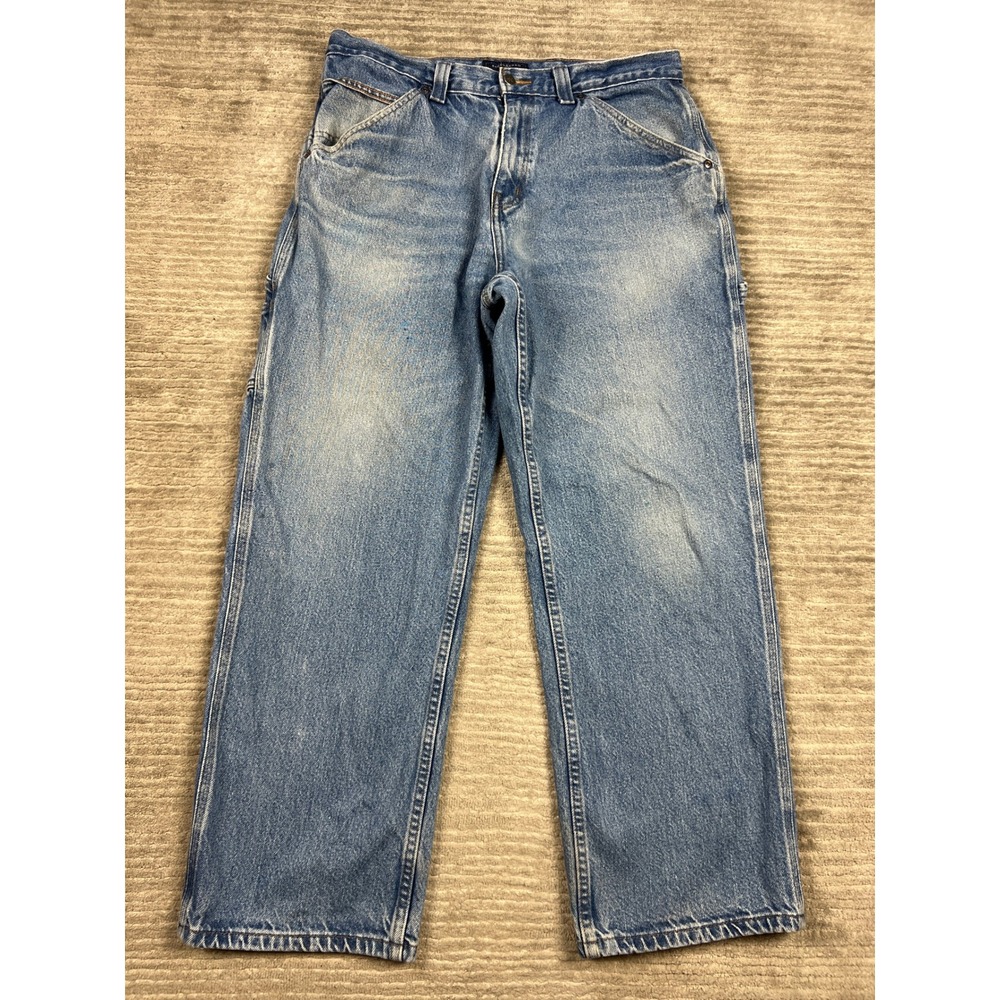 Saddlebred Carpenter Jeans Mens 34x27 Blue Wide Leg Utility Workwear Denim Pants